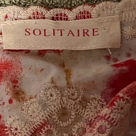 Solitaire Women's Sz L Short Sleeve Embroidered Top - Picture 5 of 6